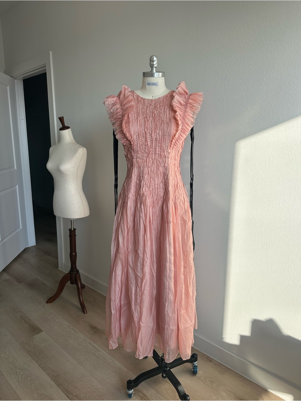 Aje MATHILDE MAXI DRESS Blush Pink Ruffled Maxi Dress
